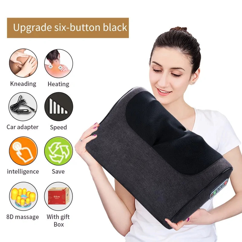 Infrared Shiatsu Massage Pillow for Neck, Shoulder, and Back